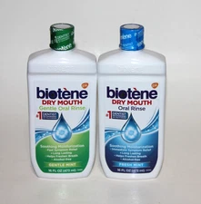 LOT (2) BIOTENE DRY MOUTH ORAL RINSE MOUTHWASH GENTLE FRESH MINT 16OZ 2/26 2/27