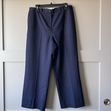 Pendleton Wool Dress Pants Women Sz 16 Petite Blue Straight Leg Preppy Office
