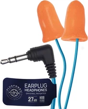 Plugfones Basic Earplug-Earbud Hybrid - Noise Reducing Earphones - Orange