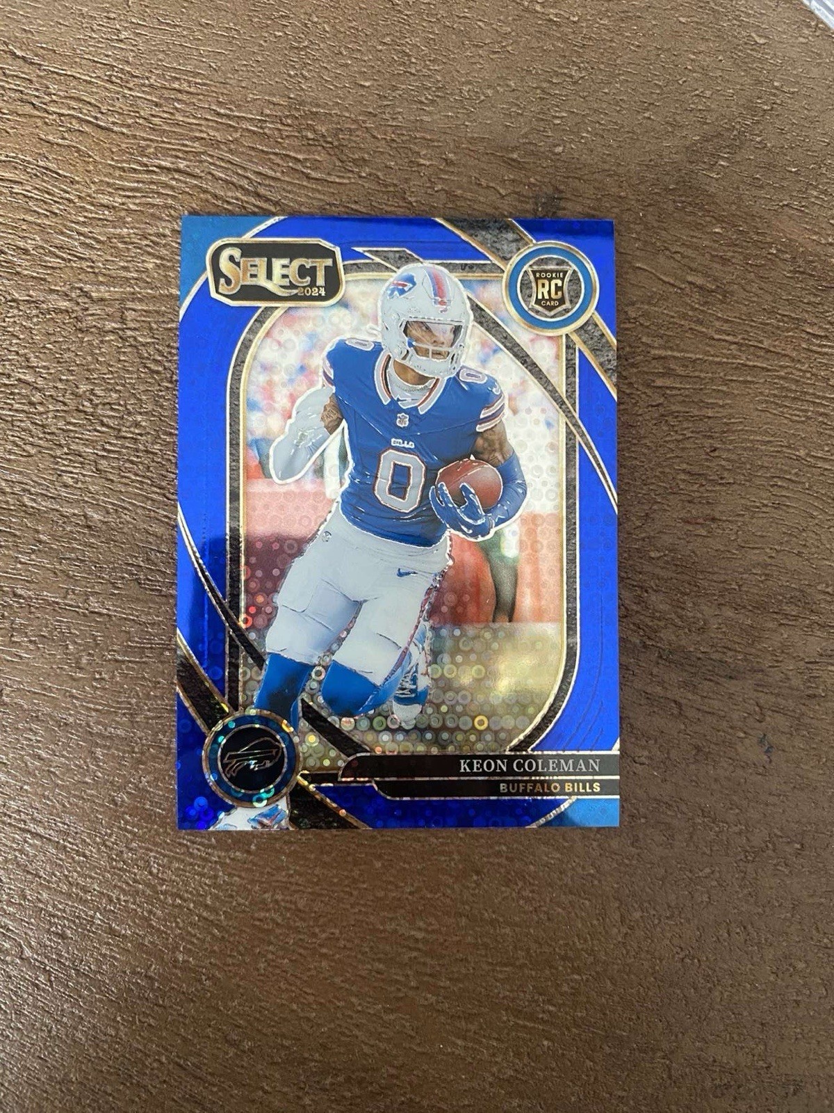 2024 Select Keon Coleman Premier Level RC Blue Disco #d/25 Bills Color Match