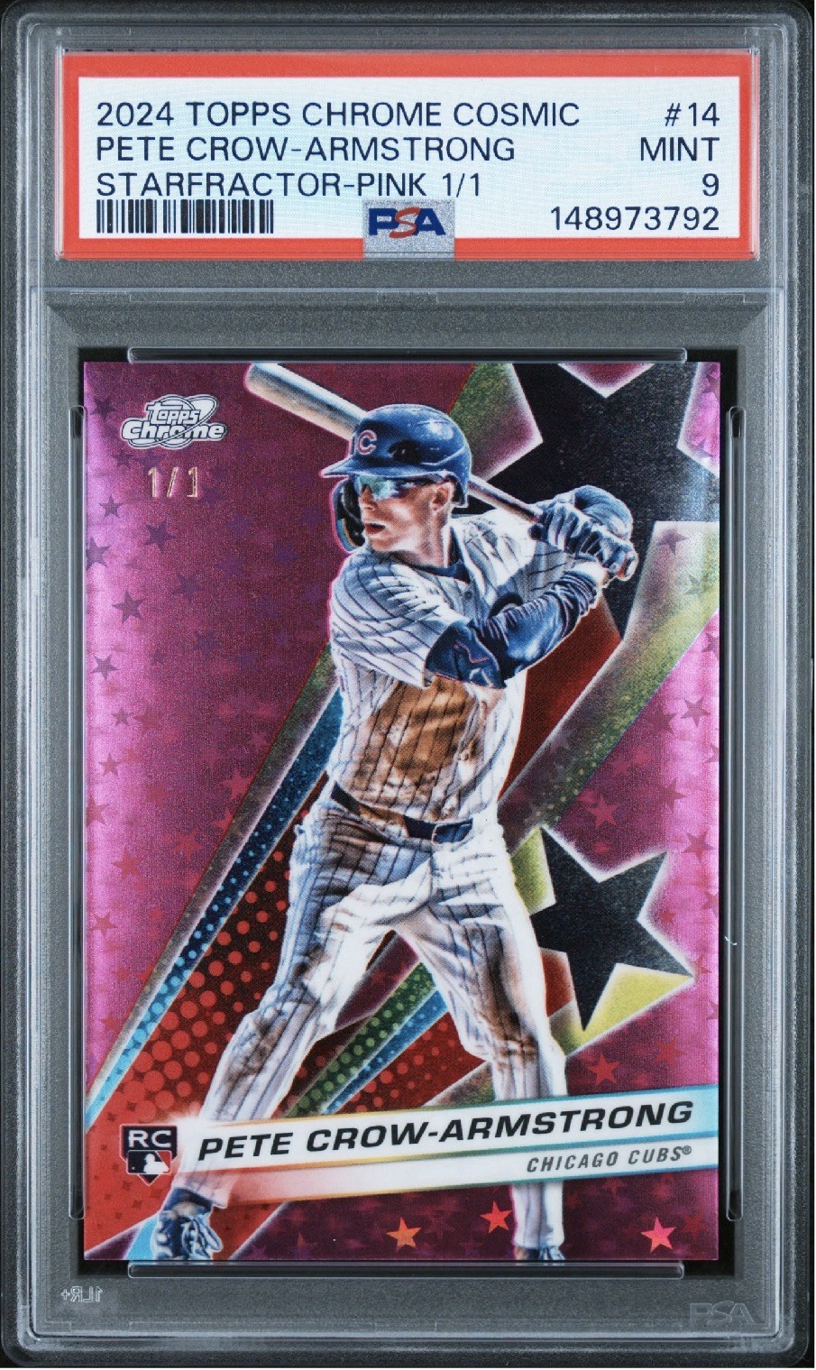 2024 Topps Cosmic Chrome Pete Crow-Armstrong PCA Pink Starfractor 1/1 Rookie RC