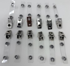 12 Metal Clips For ID Card Tag Badge Clear Plastic Holders Protector