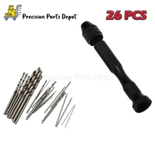 26PCS/Set Precision Pin Vise Hobby Mini Micro Hand Twist Drill Bits Rotary Tool