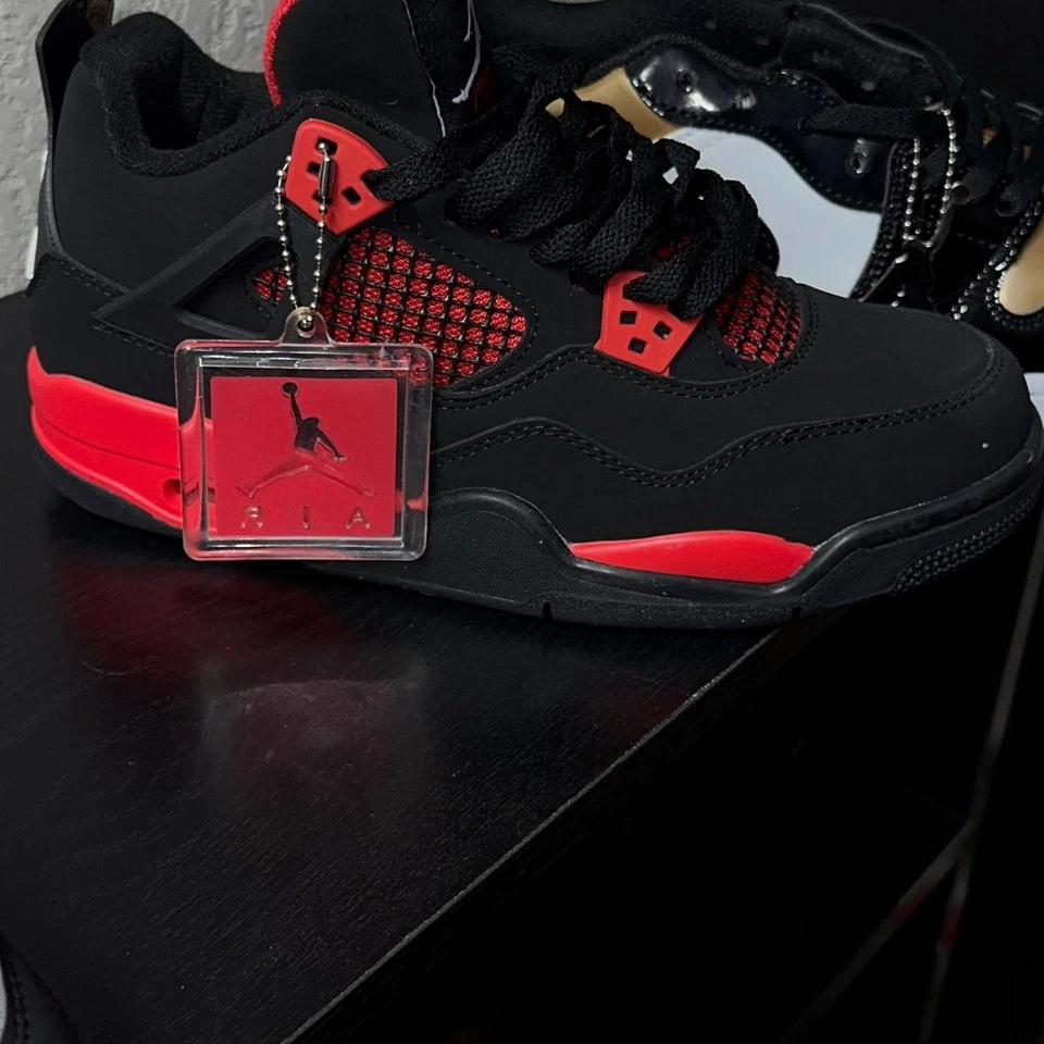 Nike Air Jordan 4 Retro Red Thunder Sneakers - Image 3 of 4