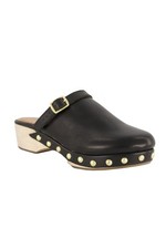 Ulla Popken große Größen Schuh 43 schwarz Clogs Holzsohle Nieten Blockabsatz