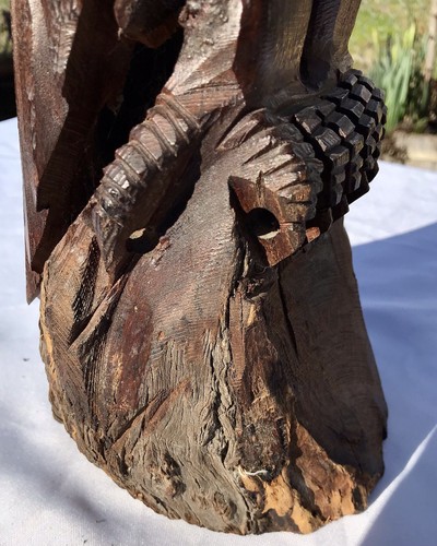 Vtg Hand Carved Wood American Bald Eagle Sculpture Statue Carving 20” 25” OOAK - Picture 17 of 24