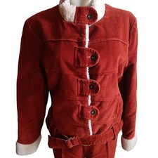 Women's Vintage Corduroy Jacket Pants Set 10 1970's Boho Fleece 30x31 Bootcut