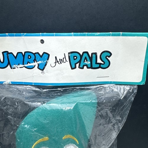 Vintage 1983 U.S. Gumby Pals grün Stofftier Plüsch Pellet Füße verdrahtete Arme 14 Zoll Neu in Verpackung - Bild 3 von 16