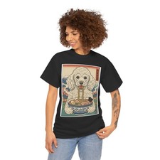 Standard Poodle Eating Ramen Illustration T-Shirt 