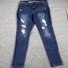 Wax Jean Women’s Jeans Size 20 Distressed Skinny Stretch Dark Wash Denim Y2K