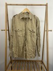 VTG Orvis 100% Linen Roll Tab Long Sleeve Button Military Army Shirt Size L