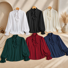 Victorian Renaissance Ruffle Shirt Men Women Gothic Steampunk Pirate Costume Top