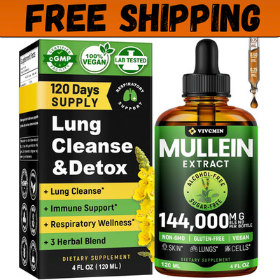 Mullein Drops for Lungs - USDA Organic Liquid - Mullein Leaf Extract Supplement