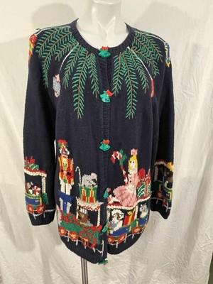 Vtg Xl  Sweater Womens Cardigan Christmas Granny Chic Grandmacore Design Options