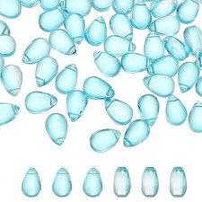 Teardrop Czech Glass Beads, 50 Pcs Bohemia Beads, Lake Blue, 6x9mm