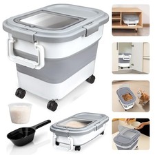 Dog Food Storage Container Up to 33lb  Airtight Collapsible Pet Bin with Scoop