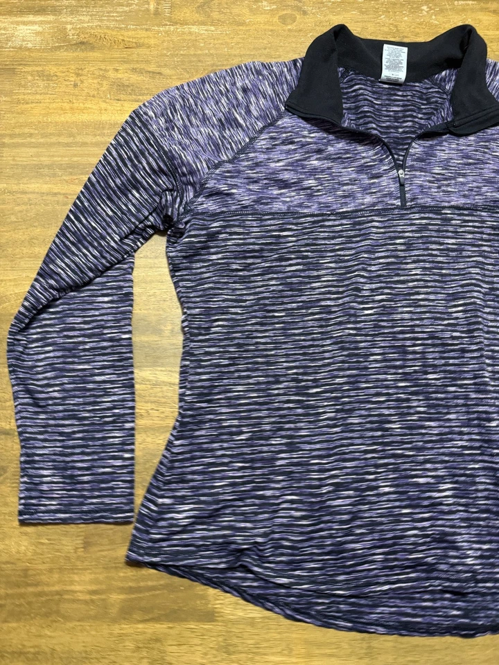 Camisa AVIA Mujer XXXL Púrpura Rosa Negra Manga Larga 3/4 Cremallera Ropa Deportiva Foto 3 de 4