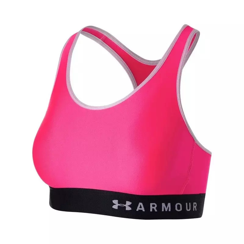 Brassière Under Armour Mid Keyhole rose anti-transpiration