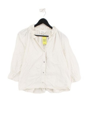 Ba&sh Damen Top UK 12 Weiß 100% Baumwolle 3/4 Arm Rundhals Basic