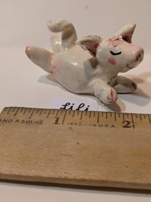 Pretty Little Pink Piggy Lili, WhimsiClay mini Sculpture, Amy Lacombe original