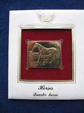 1985 Quarter Horse FDC Replica Gold Golden Cover Stamp