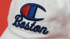 RARE Champion Authentic BOSTON Big "C" Strapback Father Dad Hat Cap White OSFA