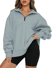 Women's Half Zip Oversized Pullover - Fall Hoodie Long Sleeve Fashion Sweatshirt