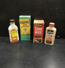 Vtg Shoe Shine Griffin Esquire Polish Bottles Box Leather Suede Cream Renewer