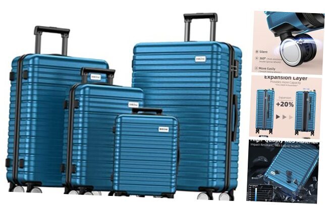 Luggage Sets 4 Piece, Expandable Luggage Sets with 16“20”24“28” Navy Blue