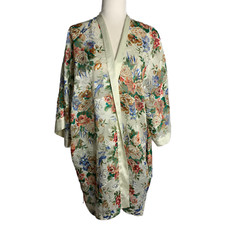 Vintage Victorias Secret Sheer Robe One Size Cream Floral Gold Label