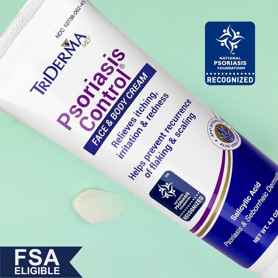 TriDerma Psoriasis Control Face & Body Cream, No Cortisone, FSA