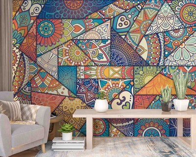 3D Colorful Geometric Floral Self-adhesive Removable Wallpaper Murals Wall 57