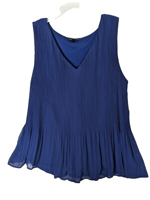 Lane Bryant Women Plus size 20 Pleated Navy Blue Sleeveless Top Flowy Office