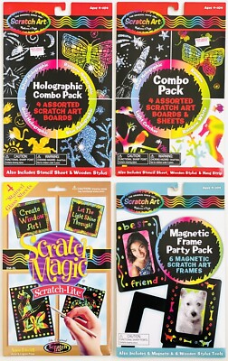 Set of 4 Scratch Art Holographic, Combo, Scratch-Lite, Magnetic Frame NEW