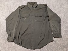 US Army Shirt Mens Large Utility Coat OG-107 Sateen Military Vintage Green
