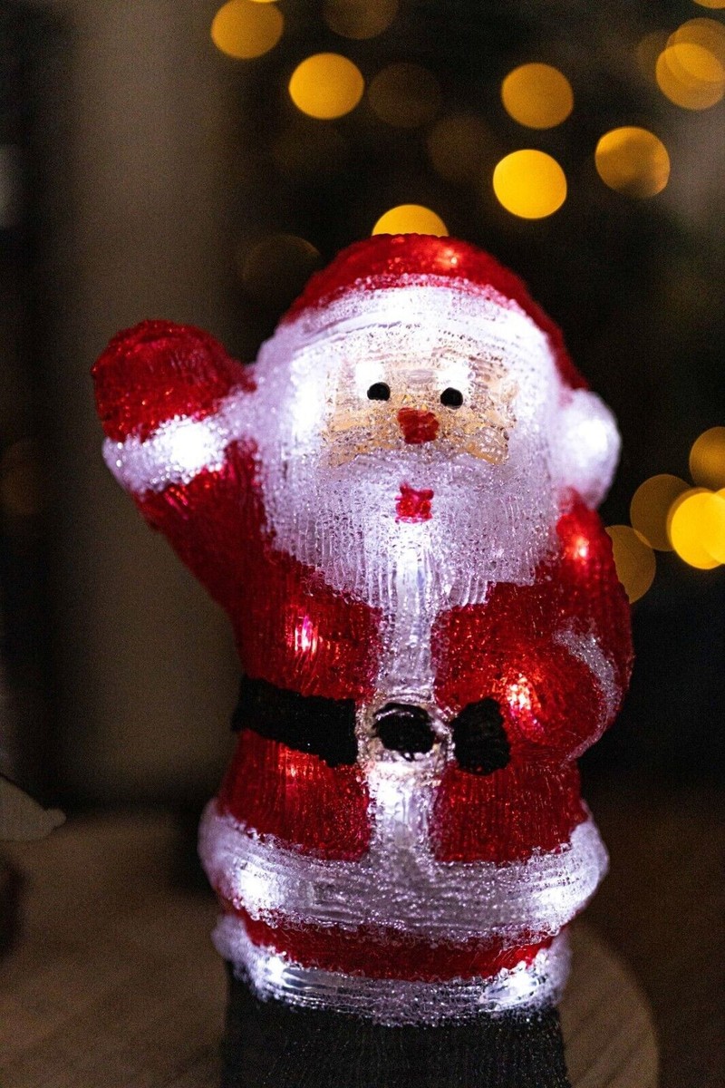 LED Santa Claus Christmas Decoration Acrylic Xmas Light Up