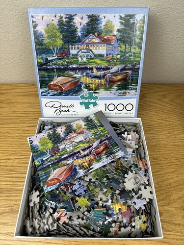 Buffalo 1000 Piece Jigsaw Puzzle - Darrell Bush - Cottage Retreat - COMPLETE - Picture 2 of 8