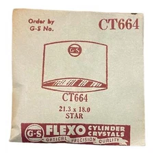 Germanow-Simon Mach (GS) CT664 Watch Crystal 21.3x18.0 NOS Part Flexo Star