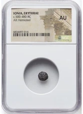 IONIA Erythrae Ca. 500-480 BC. AR hemiobol (8mm) NGC AU