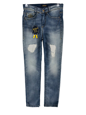 Killah Damen Blau Hohe Taille Stretch Regular Gerade Junge Für Gerippt Jeans W25