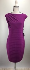Adrianna Papell Women's Asymmetrical Jersey Sheath Dress Size 12 (H592)