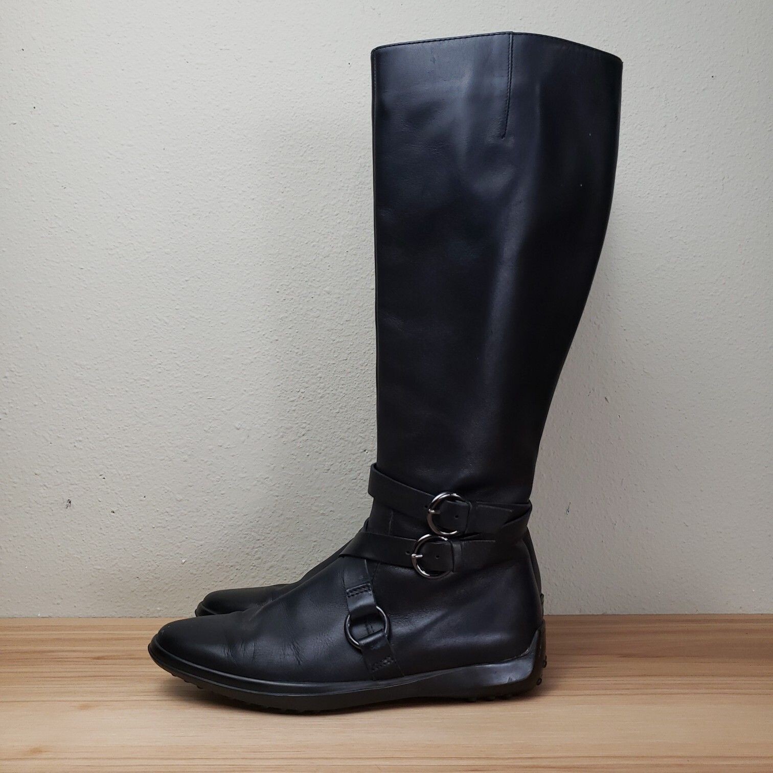 Stivali equitazione alti al ginocchio Tod's da donna neri in pelle