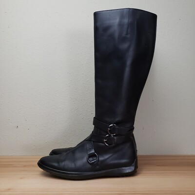 Tod's Womens Ascot Black Leather Side Zip Knee High Riding Boots Size 5.5