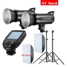 US 2X Godox SK400II Studio Flash Light+60*90cm Soffbox Stand+XPro Trigger Kit