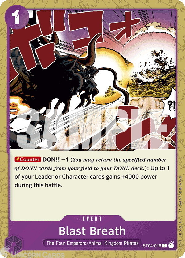 ST04-016 Blast Breath : Common English One Piece TCG Card : PRB01: One Piece Car
