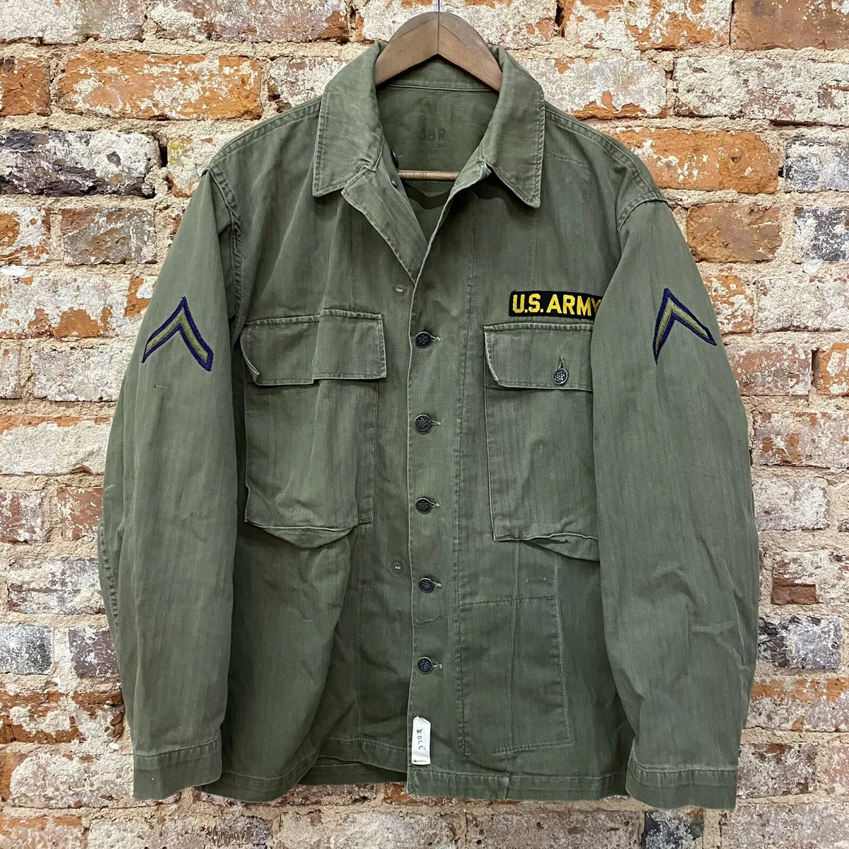 Vintage 40s US Army HBT 13 Star Button M-43 Field Shirt Jacket Sz 38R