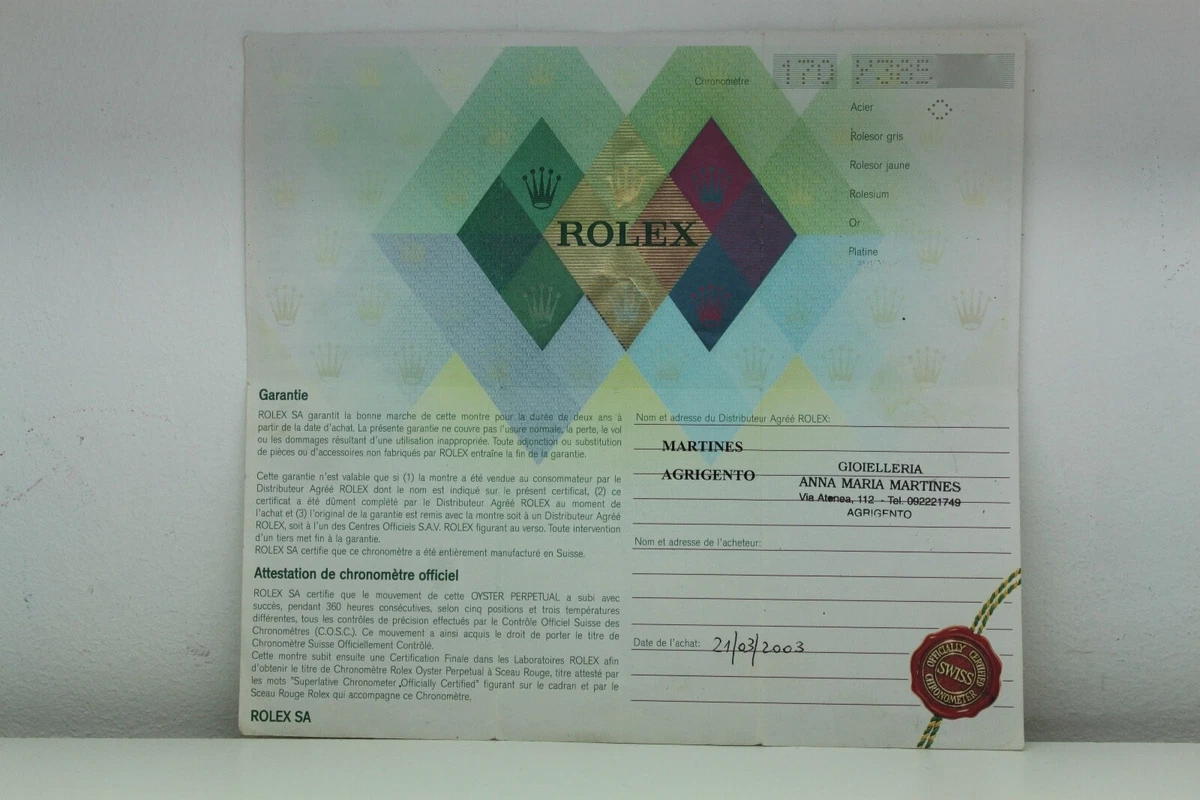 Garanzie rolex clearance