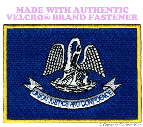 VELCRO INC. LOUISIANA STATE FLAG PATCH EMBROIDERED SYMBOL APPLIQUE w/ VELCRO® Brand Fastener
