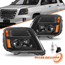 For 2010-2015 GMC Terrain Halogen 2Pcs Black Amber Headlights w/ Bulbs 10-15