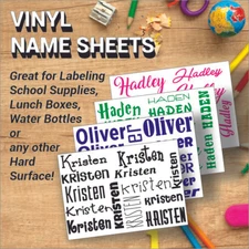 Custom Name Vinyl Decals Labels 5x7 Sheet for Back to School